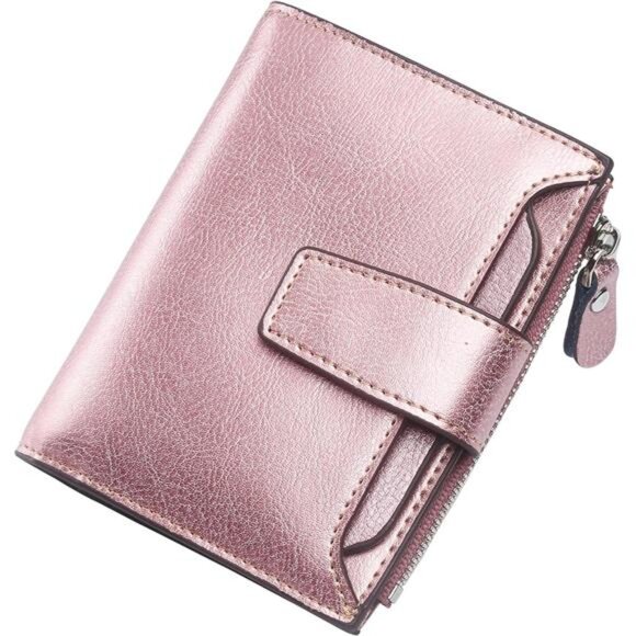 New Small Compact Women Wallet RFID Blocking Genuine Leather Bifold Purse - Picture 1 of 6